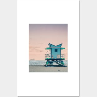 Lifeguard Building on the Miami Beach - Aesthetic Posters and Art